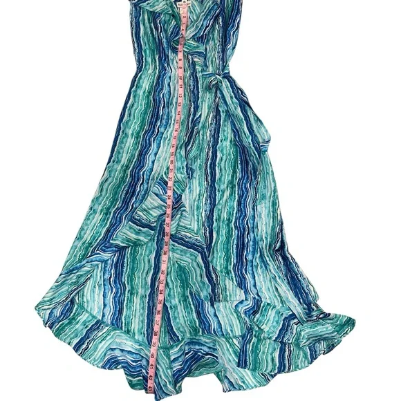 Tommy Bahama Womens Dress Teal Batiki Tiki Tambour Sleeveless Maxi Sz XS Tall - Picture 6 of 7
